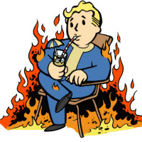 VaultBoy pijucka u vatri